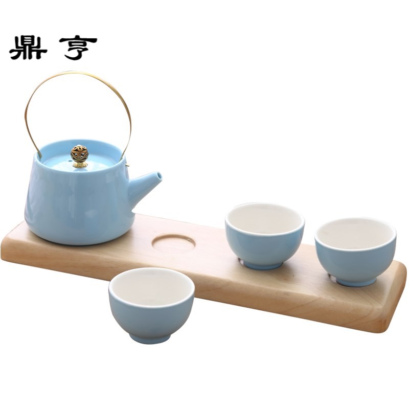 鼎亨茶具套装提梁壶功夫茶整套日式茶盘陶瓷家用下午花茶旅行简约