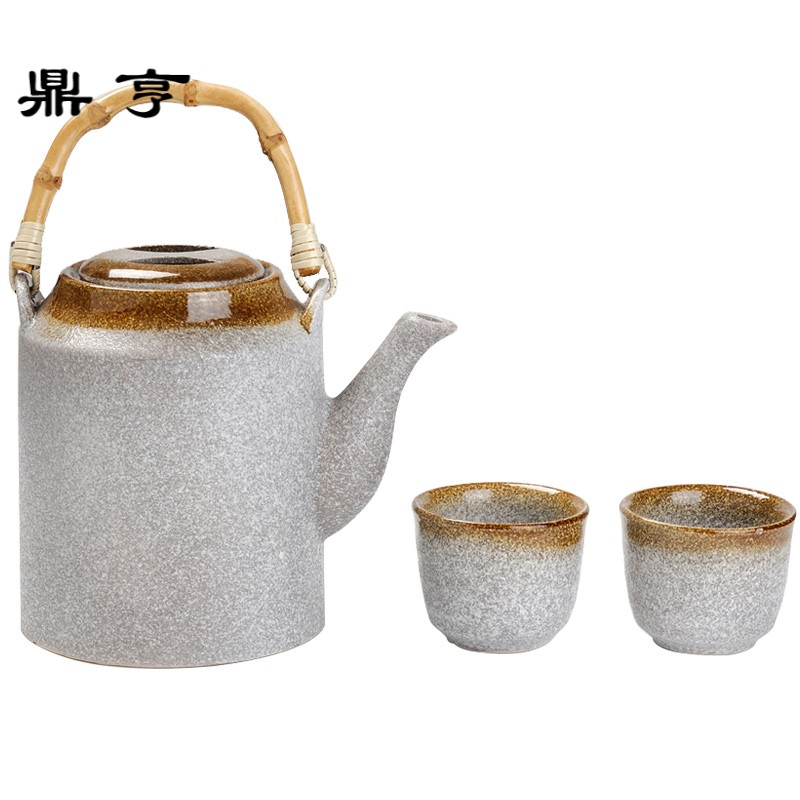 鼎亨中式复古土陶中国风茶具茶杯陶瓷提梁茶壶套装粗瓷水壶老式怀
