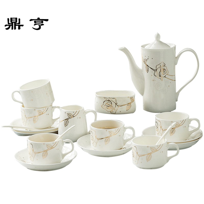 鼎亨15件骨瓷咖啡具套装 澳式下午茶具杯碟陶瓷水杯套装红茶杯