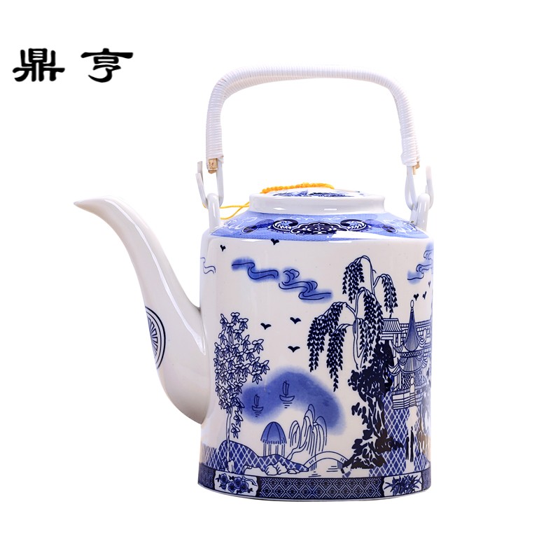 鼎亨景德镇青花瓷陶瓷茶具套装饭店家用老式茶壶日式茶杯大号水壶