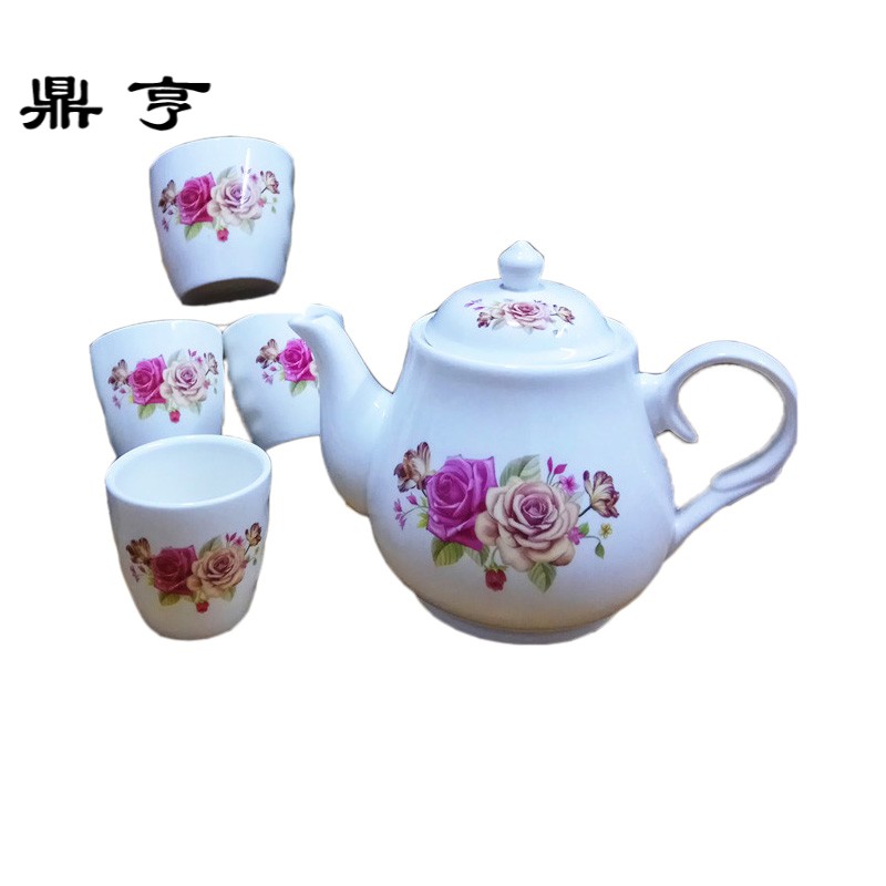 鼎亨骨瓷陶瓷茶具套装大茶杯茶壶套装 家用办公水具饮具整套杯子