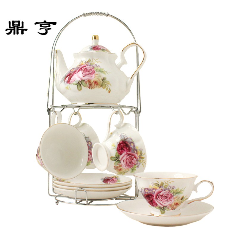 鼎亨简约9头陶瓷咖啡杯具套装 英式茶具红茶杯碟家用下午茶杯碟包