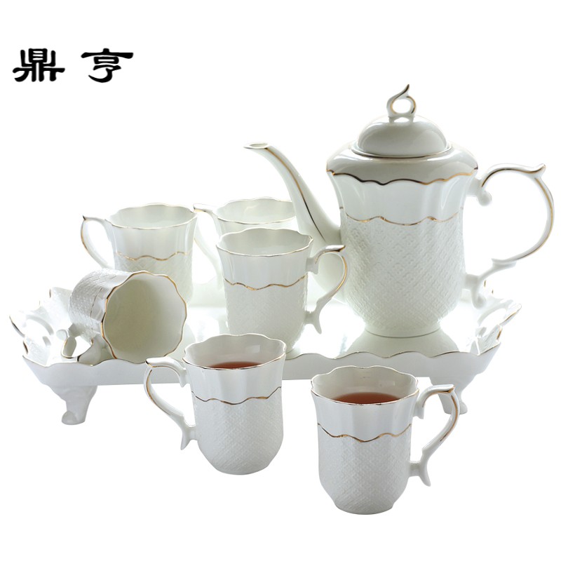 鼎亨现代陶瓷茶杯茶具套装家用客厅整套茶具简约浮凉水壶水杯配