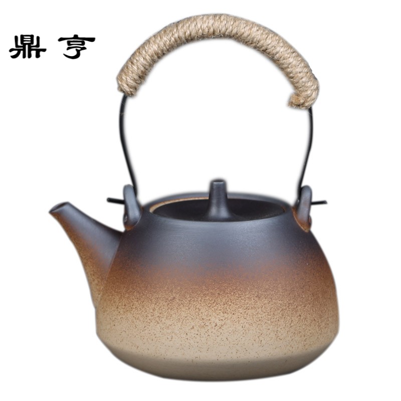 鼎亨日式粗陶煮茶壶套装陶茶炉老岩泥泡茶壶陶瓷煮茶壶黑茶提梁烧