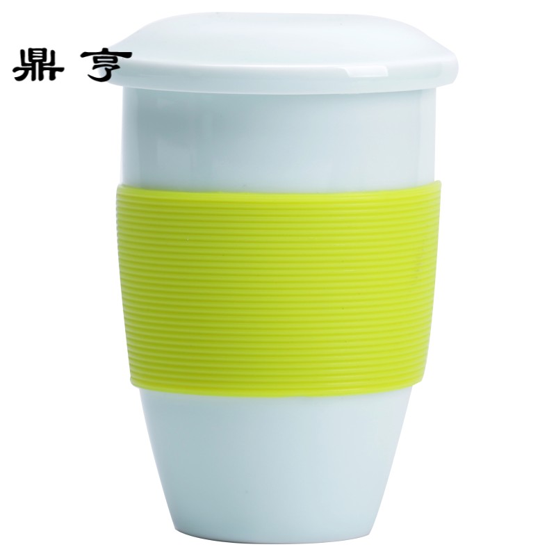 鼎亨官帽创意带盖过滤茶杯陶瓷杯子个人泡茶杯马克杯便携茶水分离