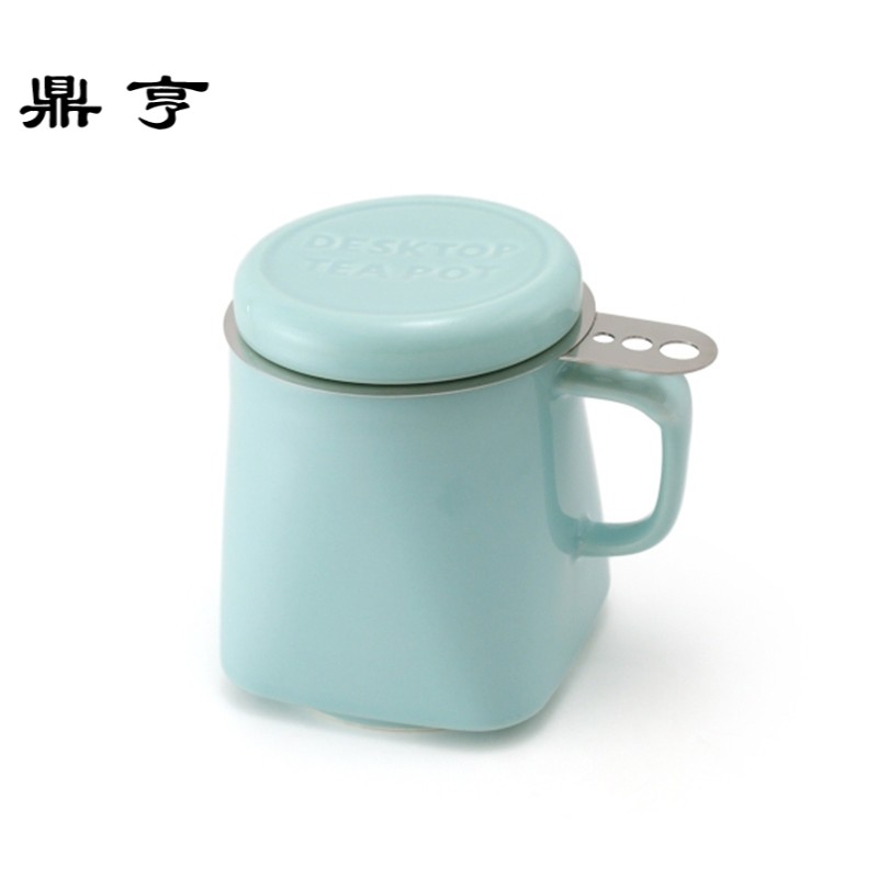 鼎亨日本进口ZERO JAPAN带盖马克杯陶瓷茶杯子带把手滤网茶壶办公