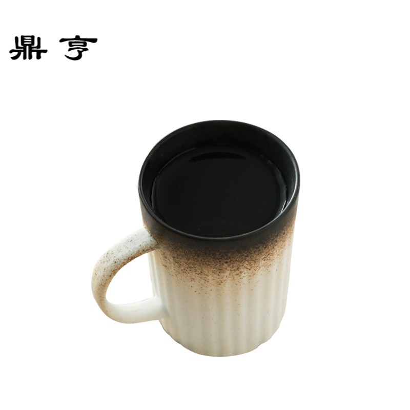 鼎亨景德镇陶瓷马克杯复古茶杯 大容量带把奶茶杯手工磨砂咖啡杯