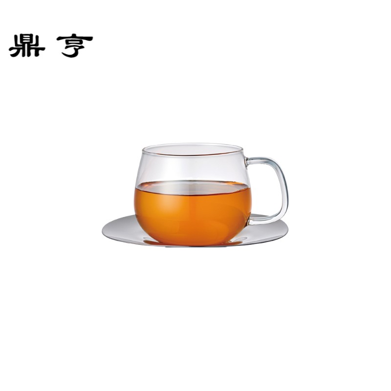 鼎亨现货|日本KINTO Unitea 茶杯咖啡杯碟套装耐热玻璃杯不锈钢碟