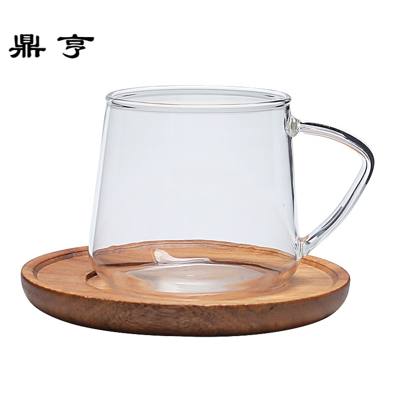 鼎亨北欧式玻璃杯子 创意 咖啡杯碟套装简约办公室下午茶杯茶具红