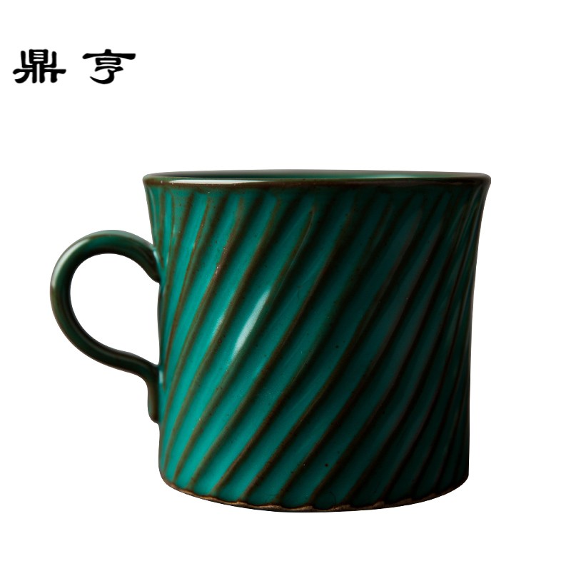 鼎亨|手工陶瓷马克杯子 欧式复古咖啡杯子带勺办公室创意喝水杯子