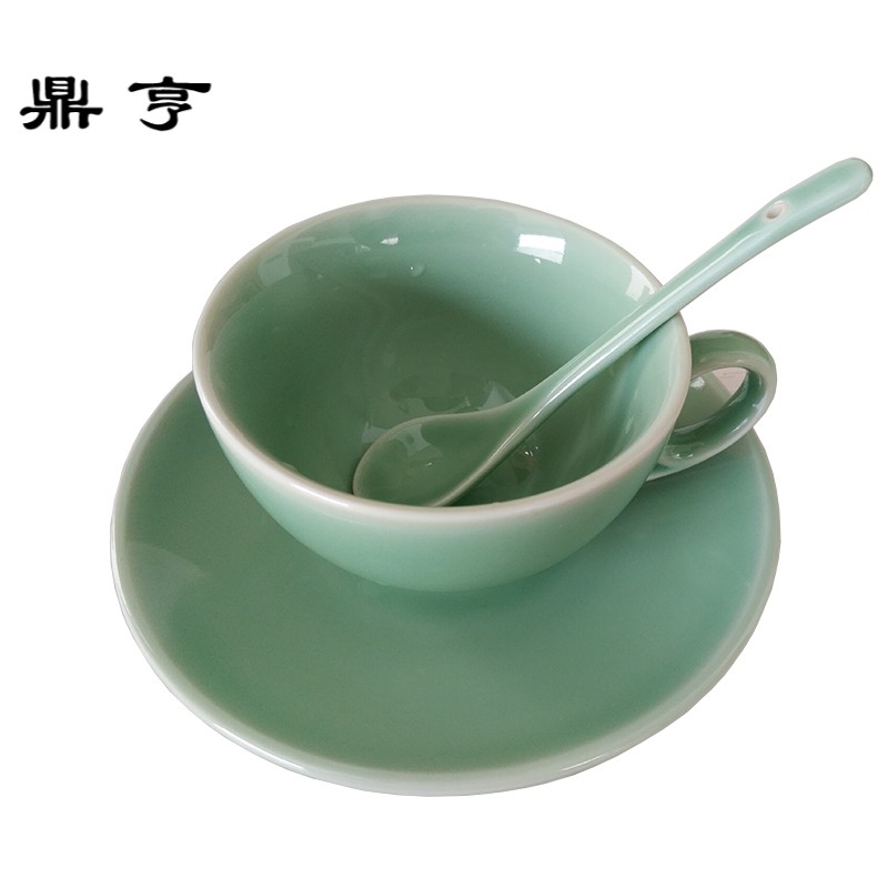 鼎亨欧式小咖啡杯套装简约下午茶创意家用咖啡杯碟勺龙泉青瓷