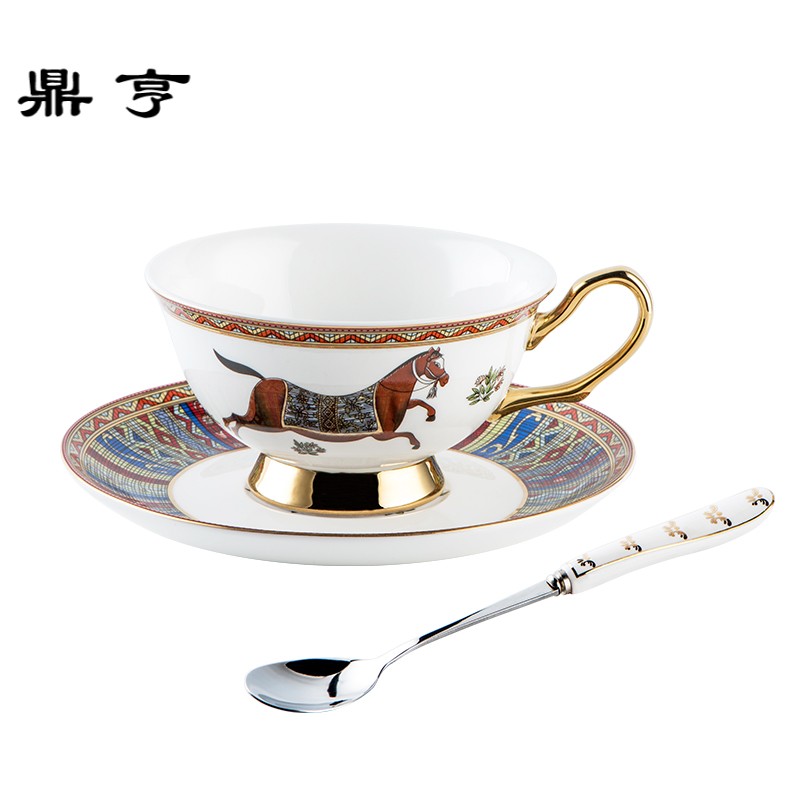 鼎亨爱马仕咖啡杯 陶瓷杯马克杯奶茶杯 配套咖啡勺 经典战马 欧式