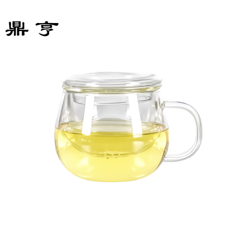 鼎亨加厚花茶泡茶水分离杯过滤透明玻璃茶杯耐热喝茶杯子带盖水咖