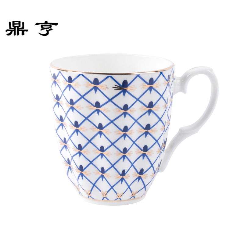 鼎亨微瑕royal骨瓷咖啡奶杯马克杯陶瓷英式田园复古水杯子带盖勺