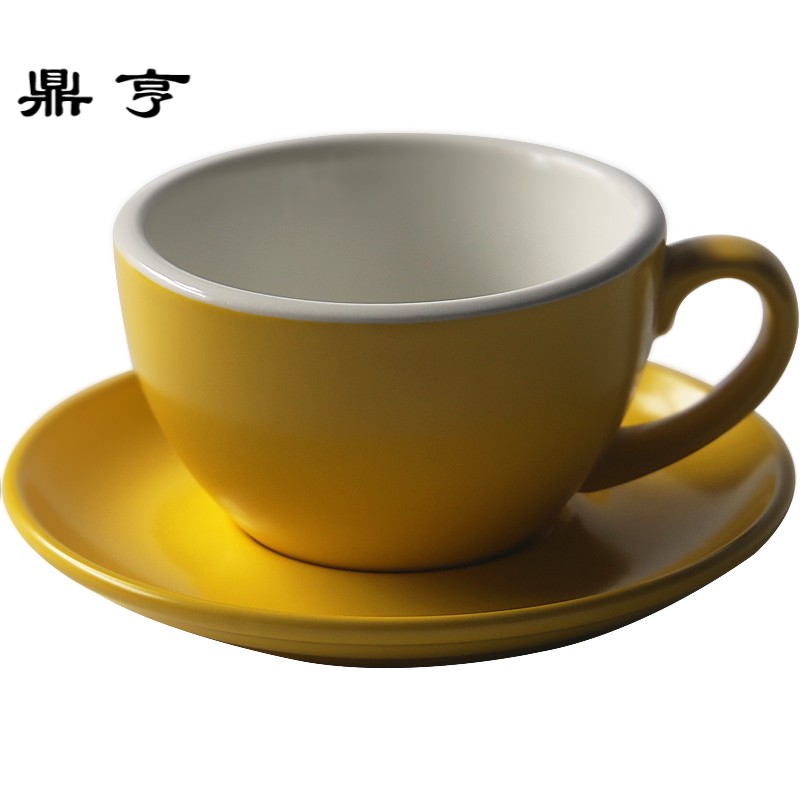鼎亨陶瓷咖啡杯碟组标准拉花咖啡杯马卡龙色咖啡杯商用加厚定制杯