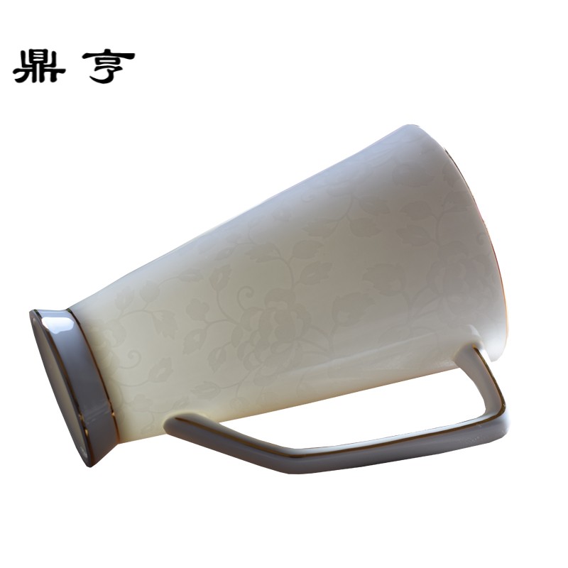 鼎亨骨瓷马克杯带勺纯白大号简约创意个性水杯咖啡杯子陶瓷早餐骨
