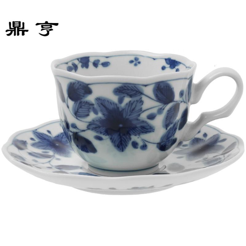鼎亨驮 [日本进口 五款 日式茶杯碟]蓝凛堂釉下彩咖啡杯