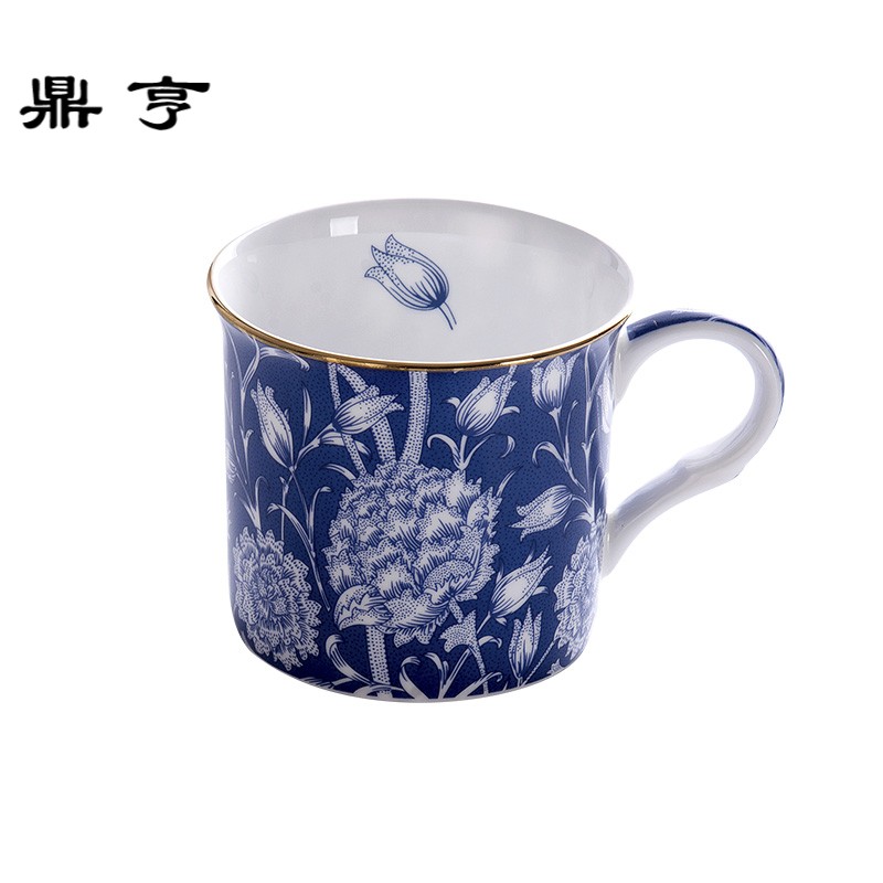 鼎亨英国设计 欧洲青花马克杯 复古茶杯咖啡杯水杯 精致骨瓷礼品