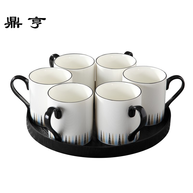鼎亨家用水杯套装咖啡茶杯杯子套装陶瓷马克杯简约创意牛奶杯套装