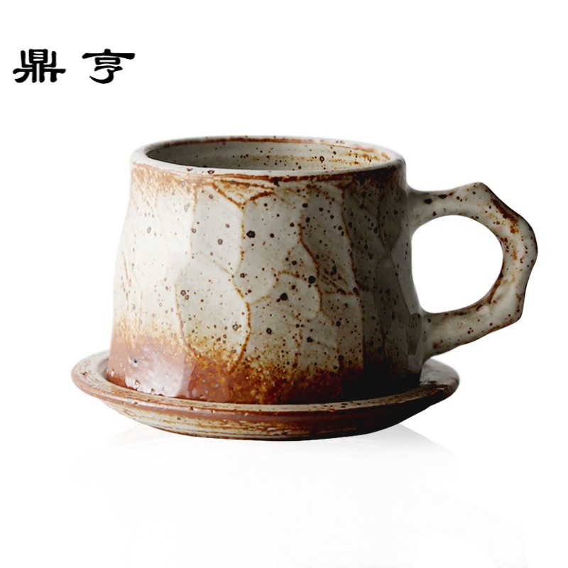 鼎亨手工日式创意手工切割面咖啡杯碟组套装日式简约手冲咖啡杯