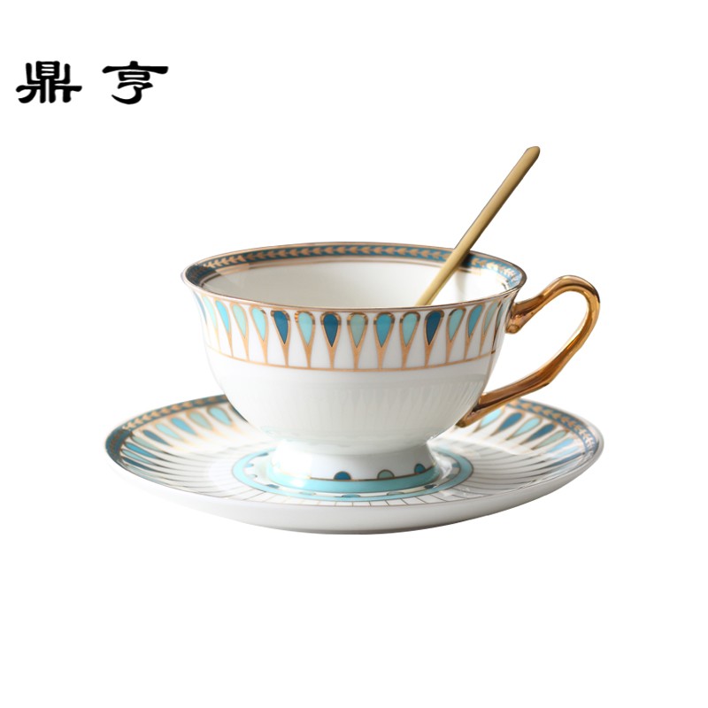 鼎亨家用陶瓷咖啡杯碟套装带勺欧式小花茶杯简约英式下午茶咖