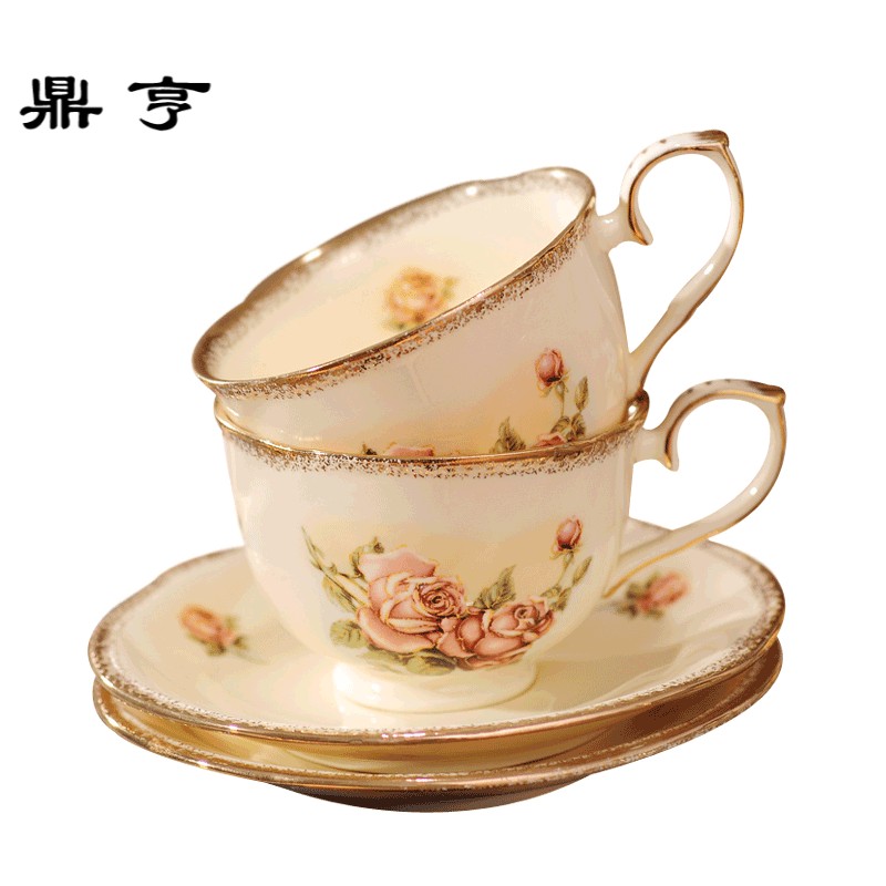 鼎亨欧式咖啡杯具套装 描金陶瓷咖啡杯碟下午茶茶具套装 家用 送