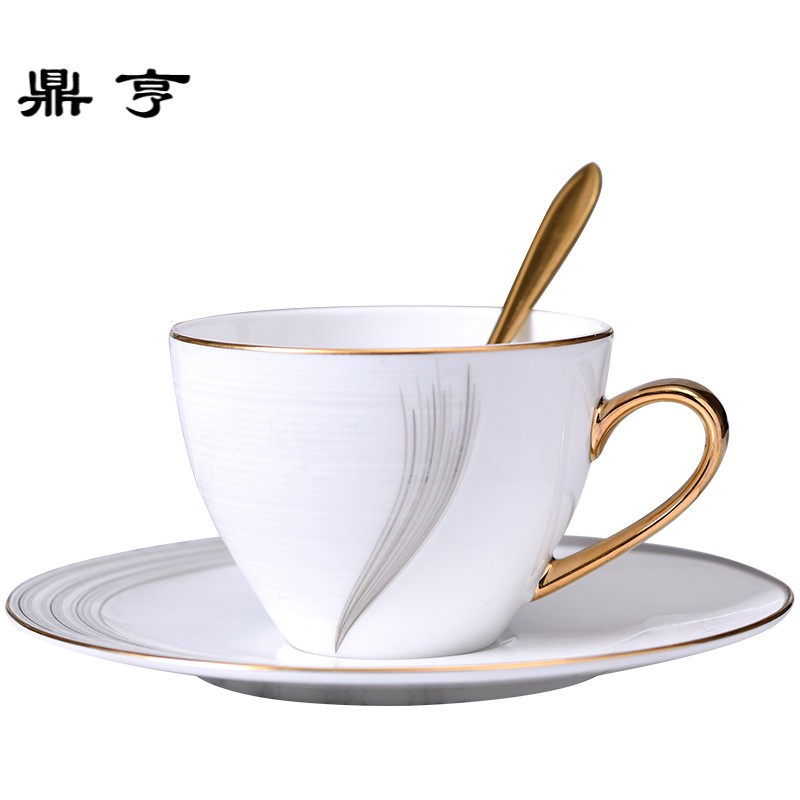 鼎亨北欧式个性咖啡杯碟家用办公简约骨瓷花茶红茶水杯英式下午茶
