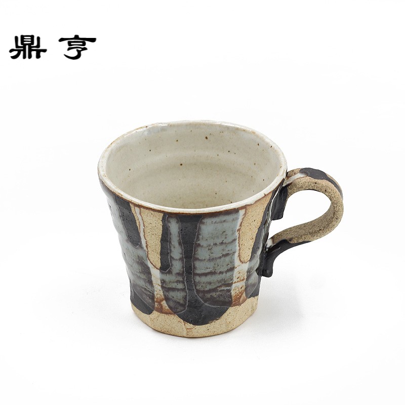 鼎亨日本原装进口 陶瓷 粗陶熱奶茶杯套具 个性手工水杯