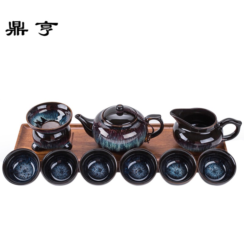 鼎亨功夫茶具套装家用 窑变天目釉建盏整套日式钧窑茶壶盖碗 陶瓷