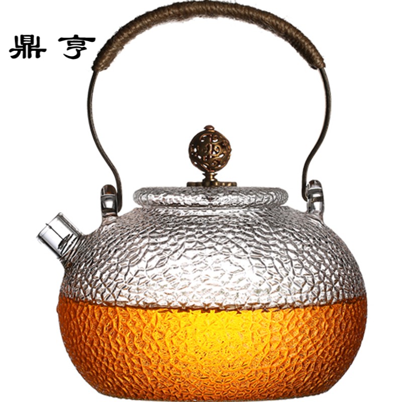 鼎亨日式手工锤纹耐热玻璃壶提梁壶泡茶壶电陶炉煮茶壶功夫茶具烧