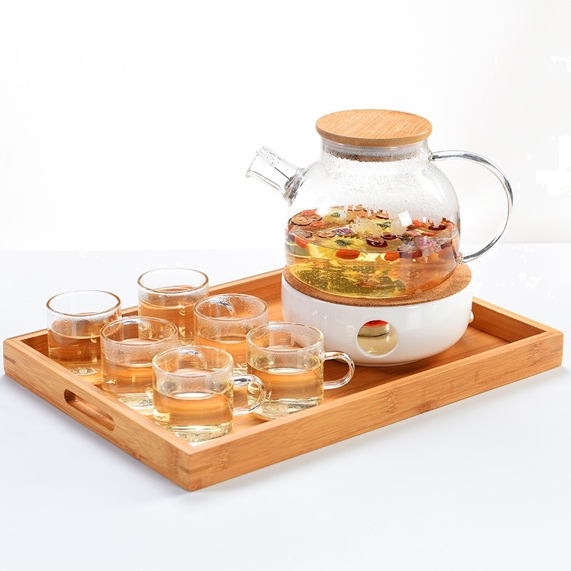 鼎亨玻璃煮茶壶耐热高温花茶杯套装下午茶茶具家用水果花茶壶蜡烛