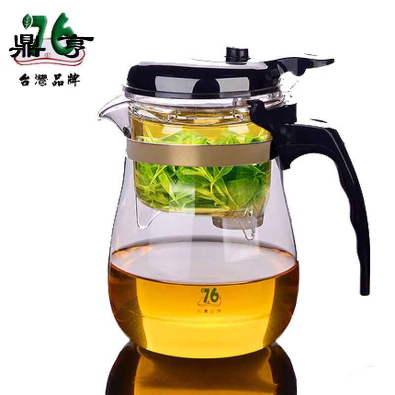 鼎亨台湾按压式办公泡茶飘逸杯家用沏茶过滤茶水分离器玻璃茶壶茶