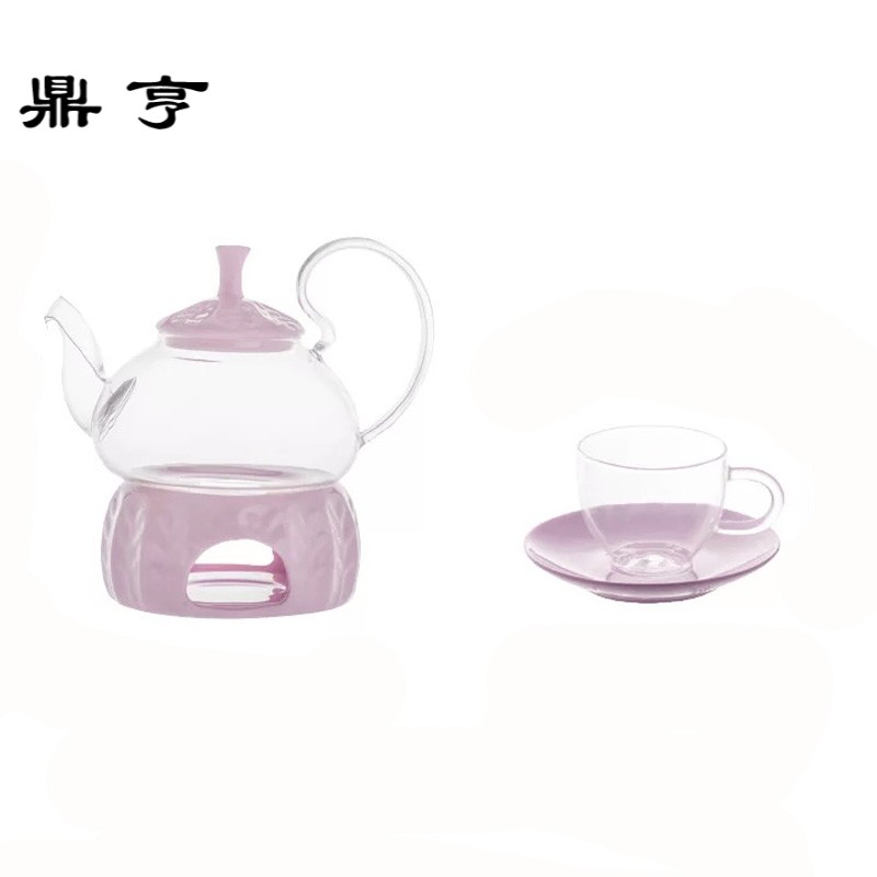 鼎亨水果茶壶套装透明玻璃茶壶蜡烛加热花茶具欧式陶瓷下午茶茶具