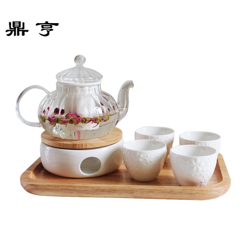 鼎亨花茶茶具套装玻璃透明蜡烛茶壶花果茶杯欧式下午茶具加热水果