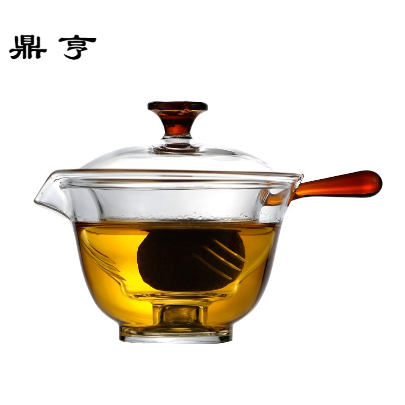 鼎亨耐热玻璃三才盖碗泡茶器套装透明大号过滤手抓壶日式茶碗功夫