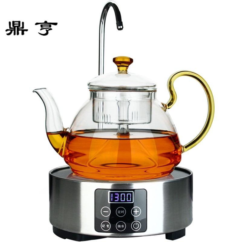 鼎亨整套玻璃蒸茶壶茶具套装 耐热加厚全玻璃蒸茶壶 带自动上水电