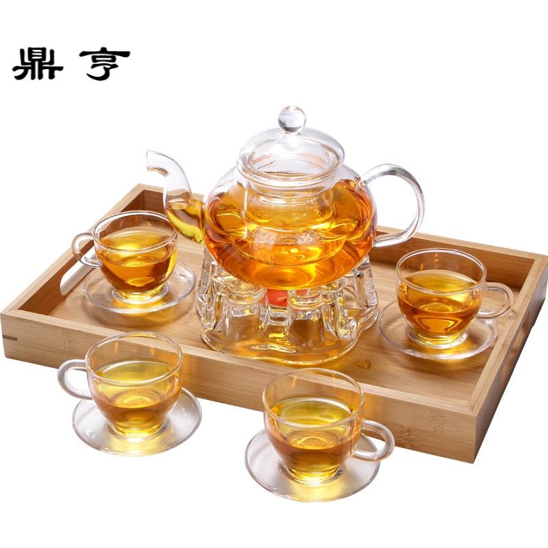 鼎亨玻璃茶壶 耐高温水果茶壶花茶杯家用茶具套装透明功夫茶具泡