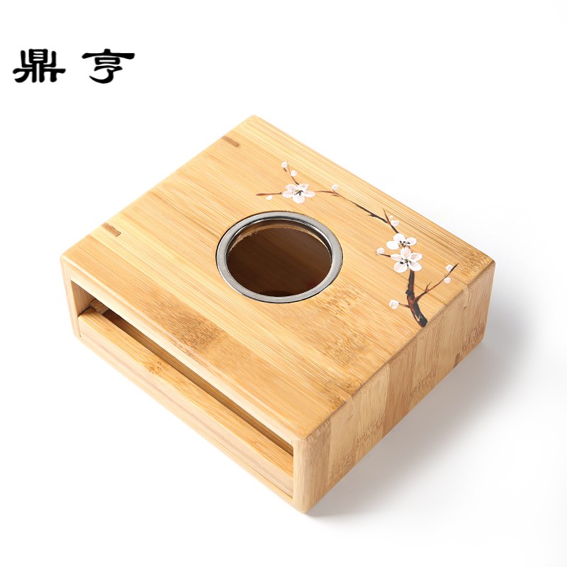 鼎亨日式竹制暖茶器温茶炉蜡烛玻璃茶壶加热保温恒温宝底座 茶杯