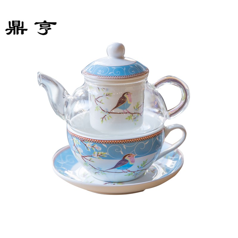 鼎亨子母壶 一人茶具单人壶英式小清新花茶壶玻璃小茶壶泡茶器 礼