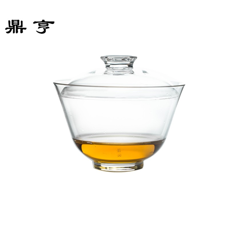 鼎亨 高硼硅耐热玻璃盖碗加厚透明盖碗日式大号泡茶碗功夫茶具