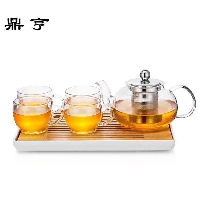 鼎亨耐高温玻璃茶壶加厚不锈钢过滤泡茶壶功夫红茶具家用玻璃水壶