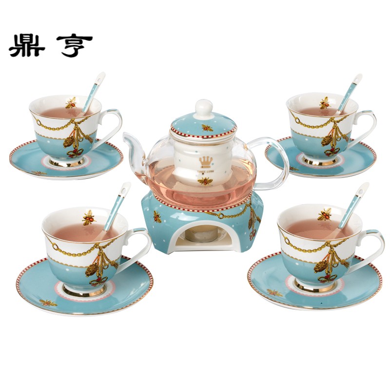 鼎亨花茶茶具水果茶壶套装蜡烛加热透明花茶玻璃壶花茶壶花茶杯套
