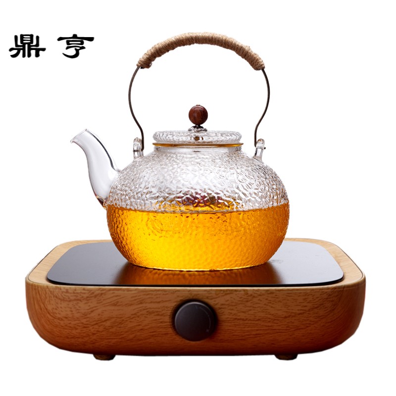 鼎亨日式锤纹玻璃茶壶耐高温透明茶具套装带过滤烧水煮茶器电陶炉