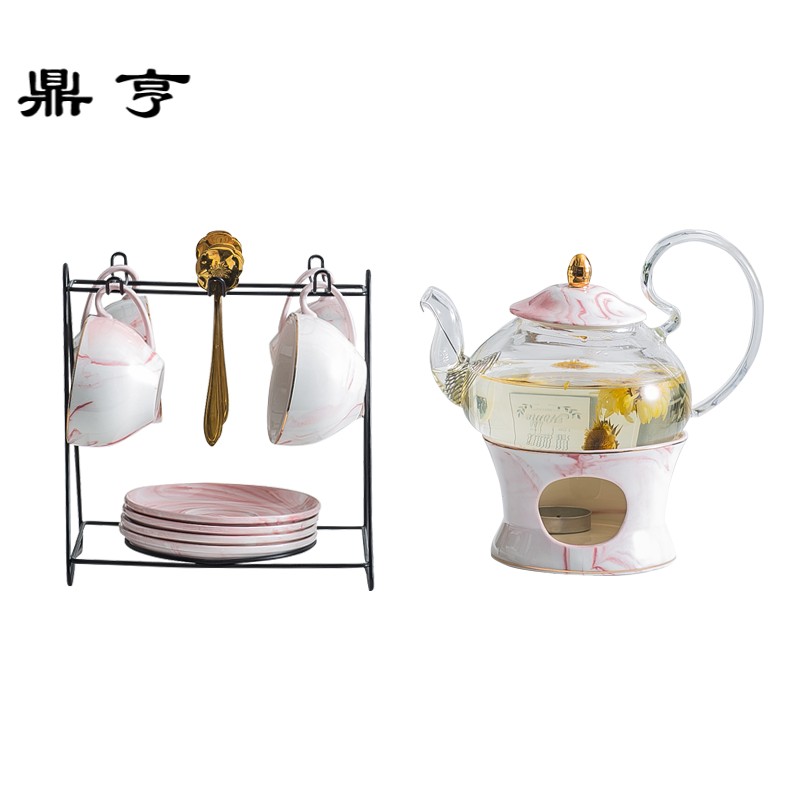 鼎亨北欧花茶杯套装煮水果茶的玻璃壶家用透明耐热蜡烛茶壶下午茶