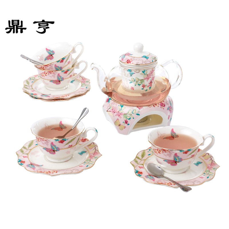 鼎亨花茶茶具套装玻璃加热欧式花茶具陶瓷下午茶具水果茶花茶壶