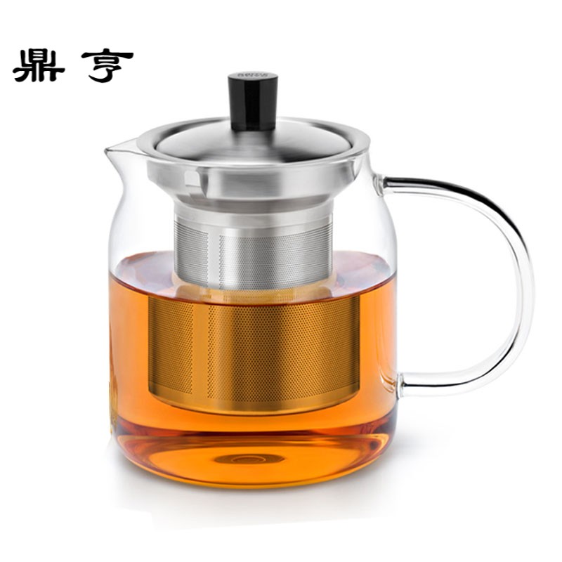 鼎亨玻璃茶壶不锈钢过滤茶具耐热玻璃加厚花茶壶泡茶壶飘逸壶水壶