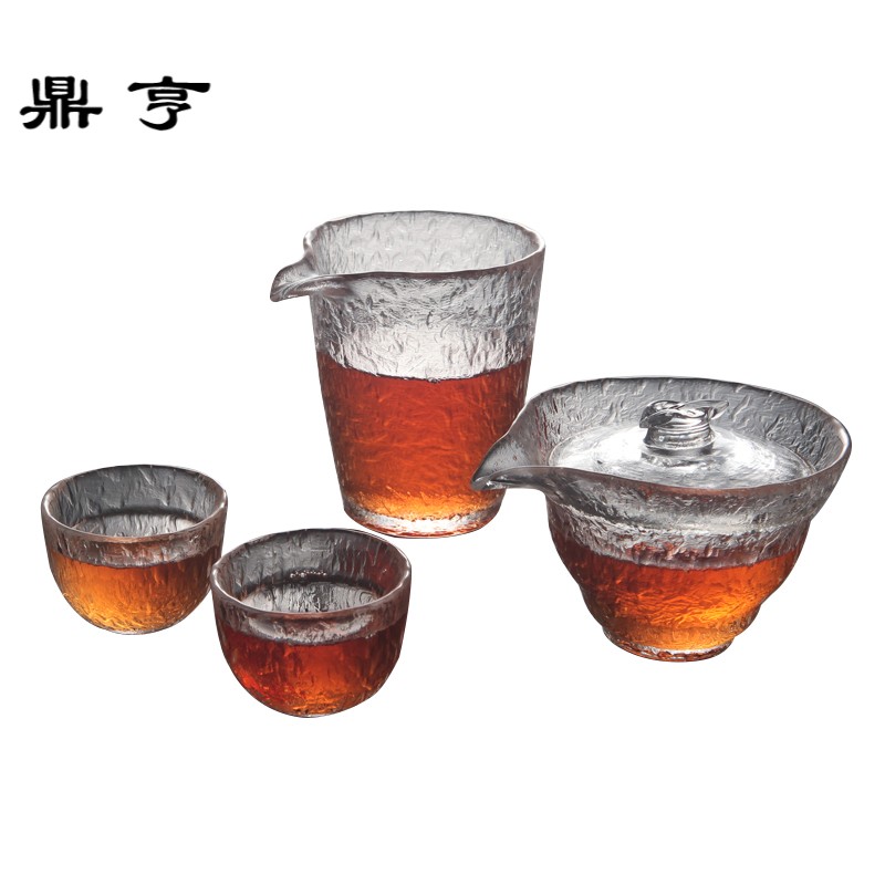 鼎亨羽田 日式耐热玻璃功夫茶具 初雪系列品茗杯公杯盖碗家用套装