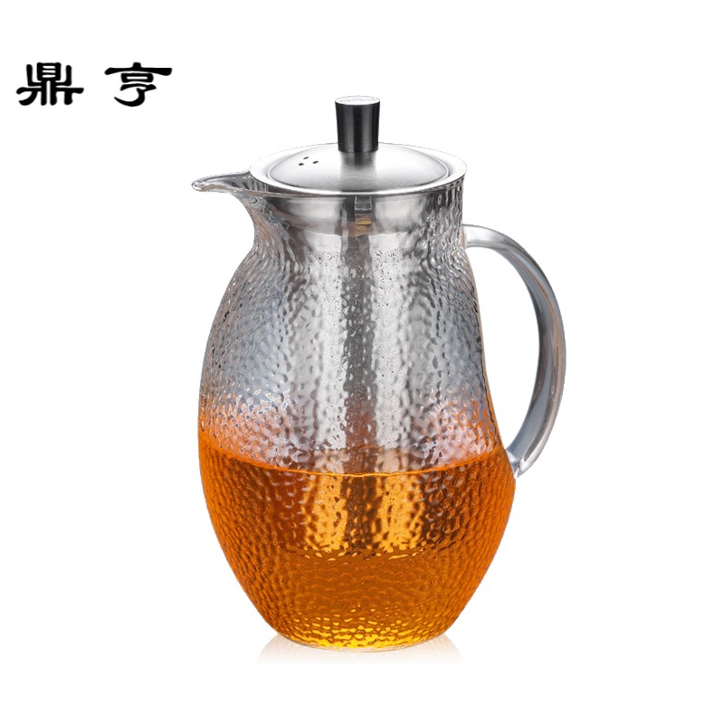 鼎亨日式锤纹玻璃壶茶壶 大容量内胆过滤花茶壶 泡茶器茶具 家用
