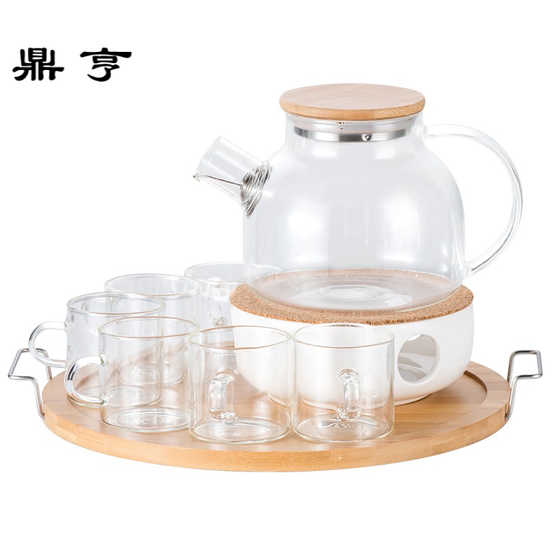 鼎亨加厚玻璃茶壶日式透明花茶壶家用花茶具套装下午茶具加热器
