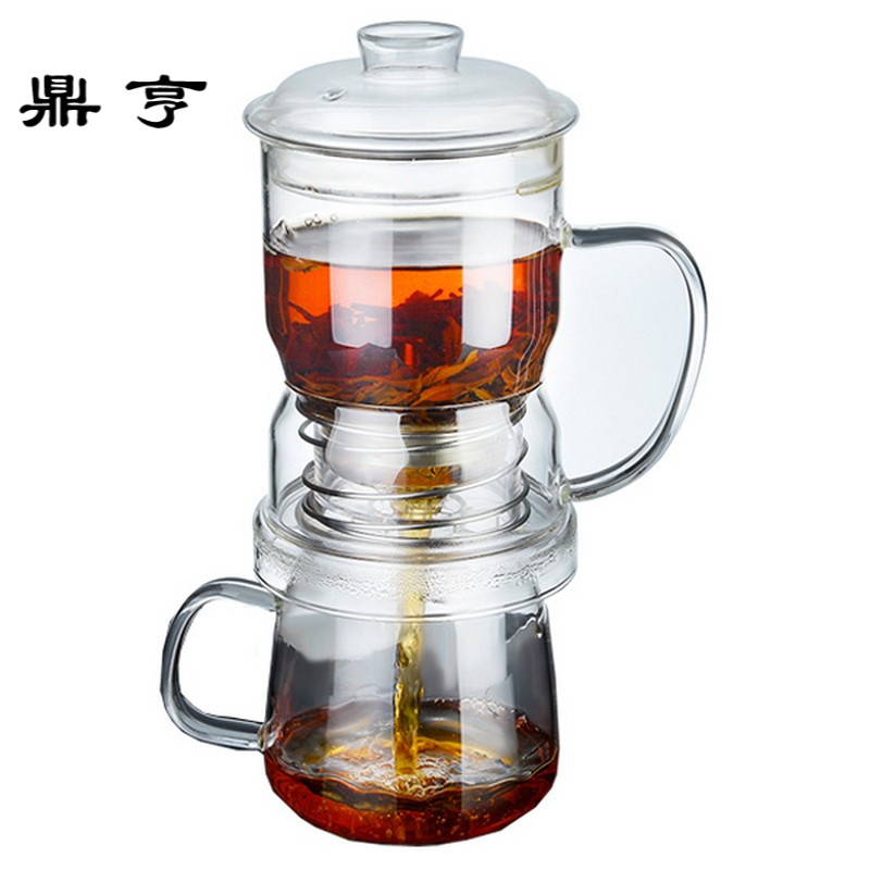 鼎亨茶具套装功夫茶具4人茶壶透明玻璃耐热懒人家用自动泡茶器